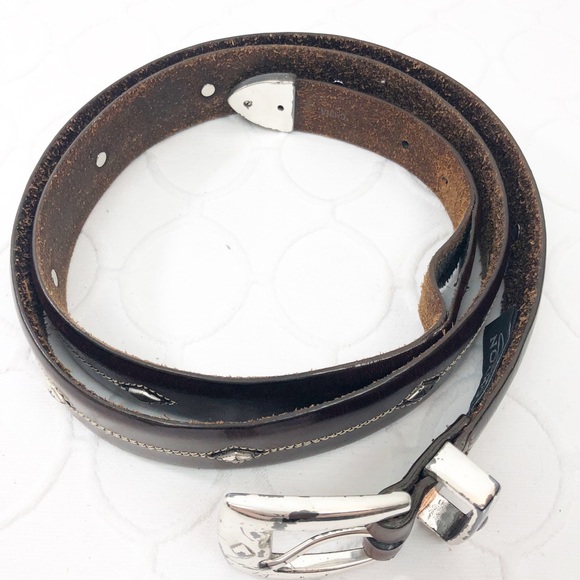 Brighton Brown Leather Silver Belt 44 - Picture 5 of 6